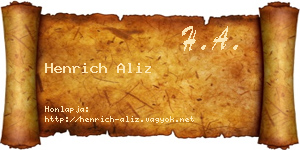 Henrich Aliz névjegykártya